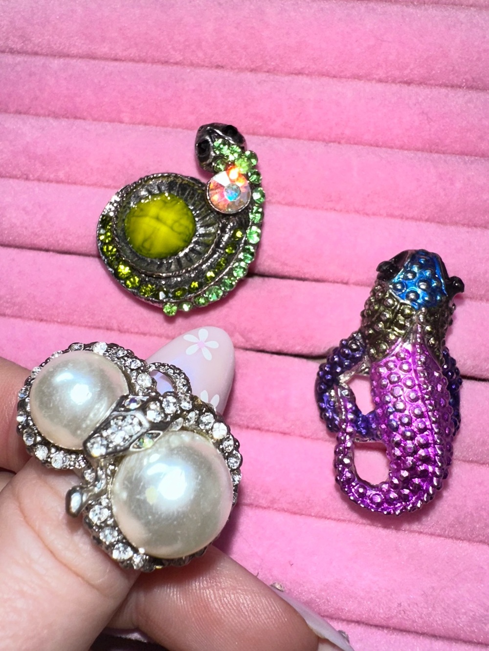 Colorful Y2K Reptile & Snake Bling Ring Set